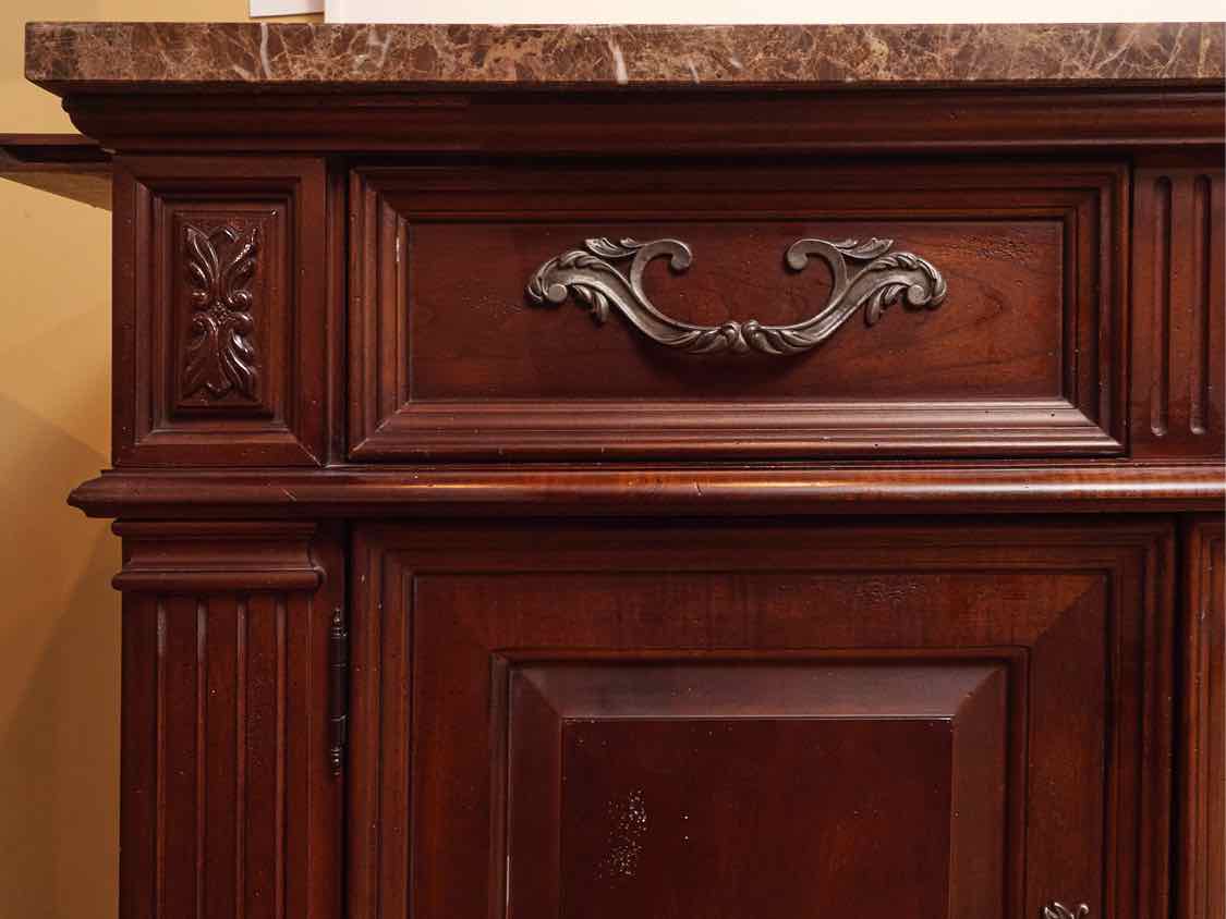 Bernhardt Walnut 2 door & 2 Drawer Server with Marble Top