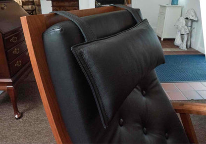 Thomas Moser Cherry Frame Black LeatherCushion   Recliner & Ottoman