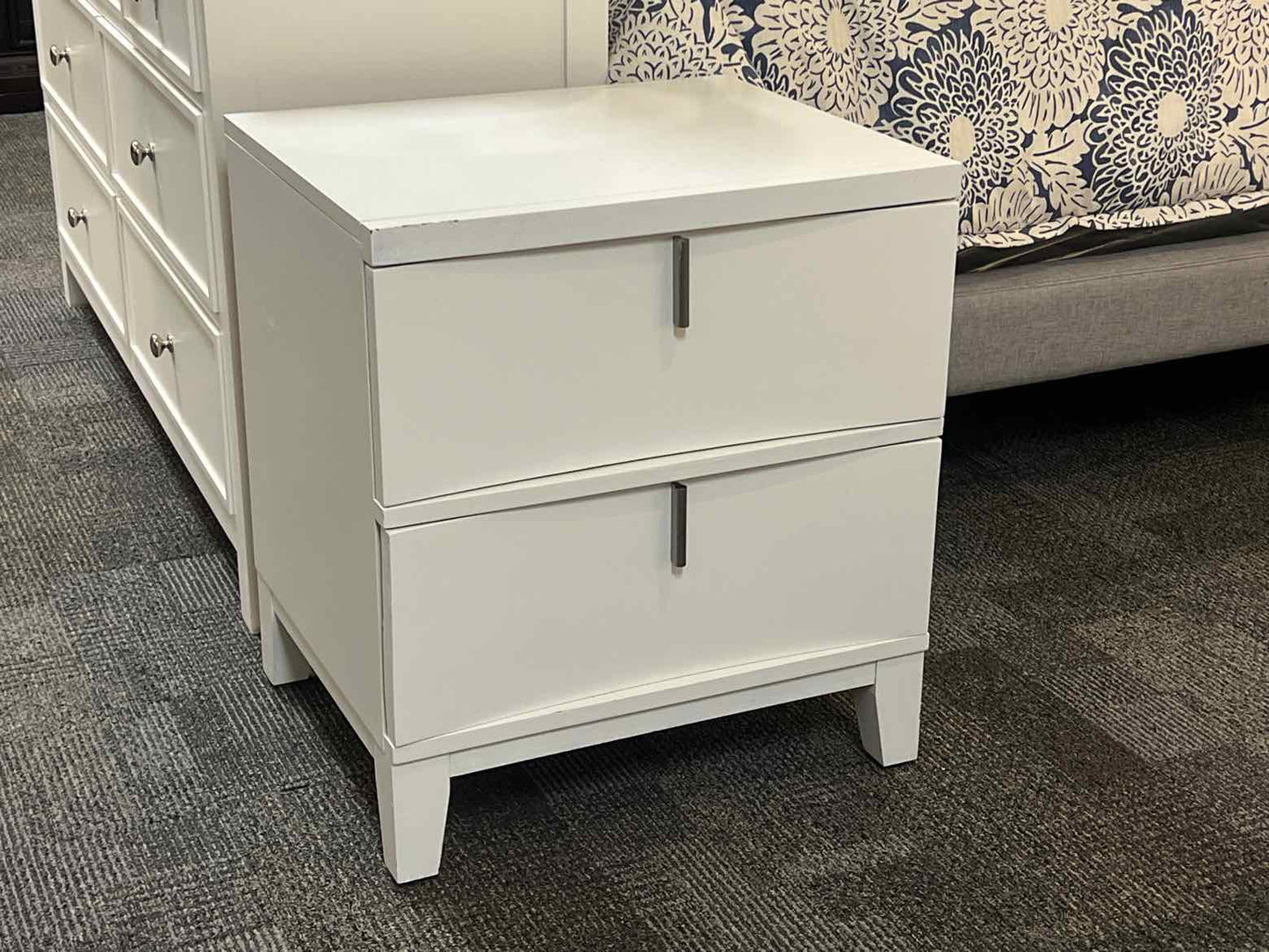 White Mid-Century Nightstand