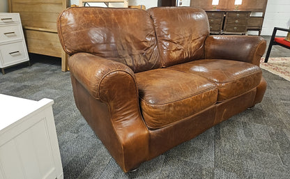 Natuzzi Brown Leather Loveseat