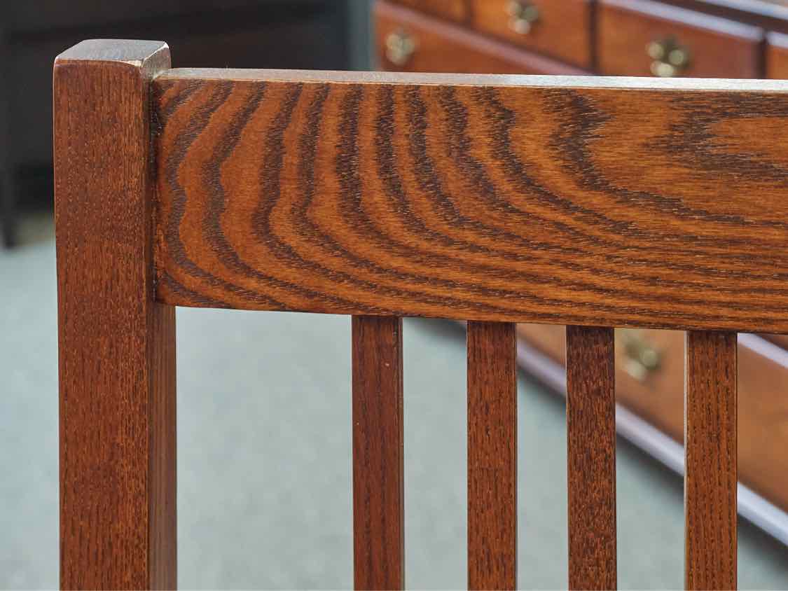 Nichols & Stone Mission Spindle Bench in Oak with Cherry Finish and Black Seat