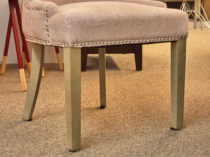Blush Upholstered Office Chair with Nickel Nailhead