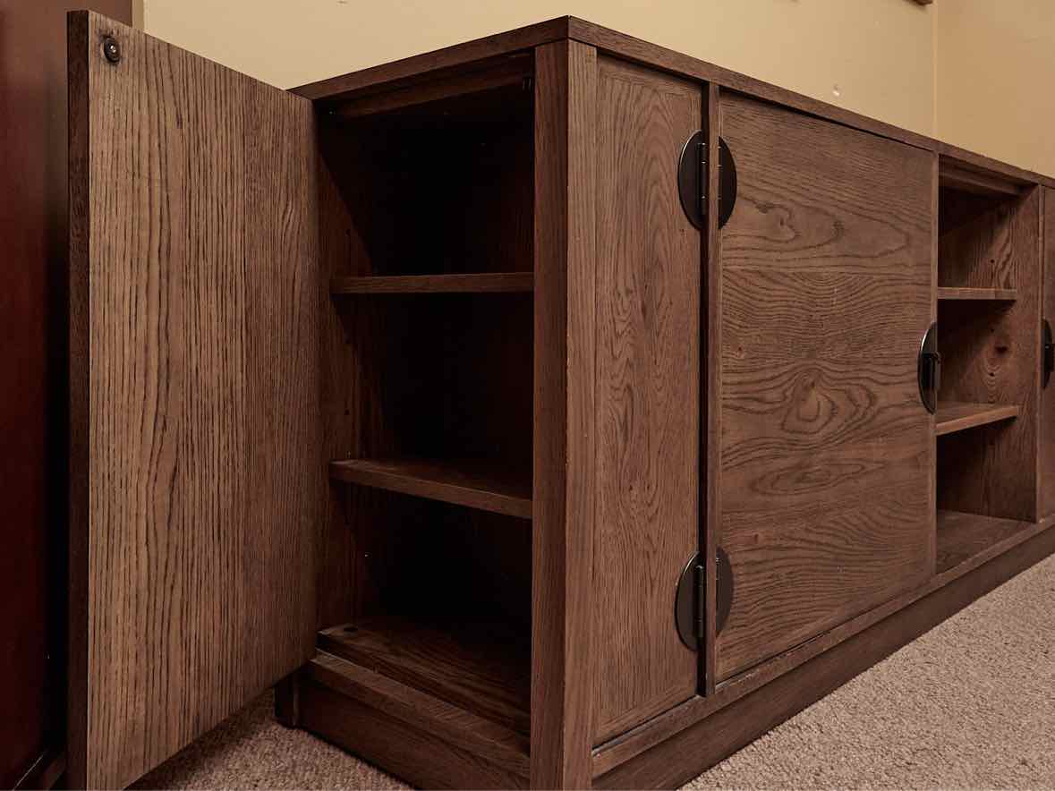 Ethan Allen New Zealand Pine 2 Door 2 Shelf & Side Panel Storage  Media Console