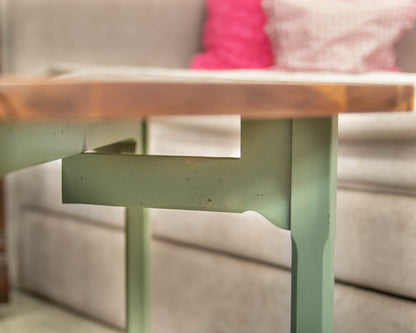 Cherry Wood Drop Leaf Side Table In Sage Green Finish