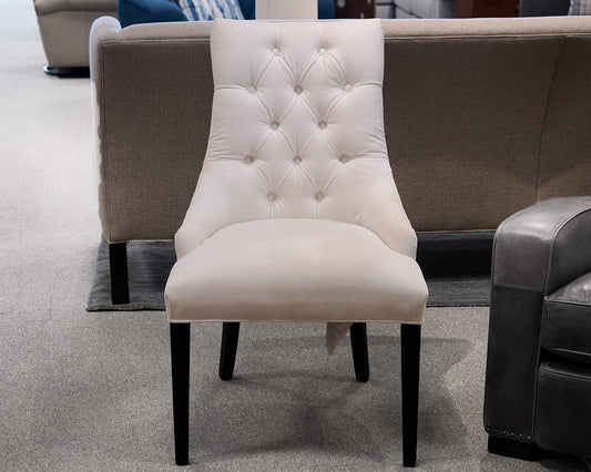 Restoration Hardware White Velvet Tufted Accent Chair