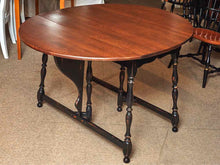 Cherry Drop Leaf Dining Table 9.75" Butterfly Leaf Distressed Black Legs