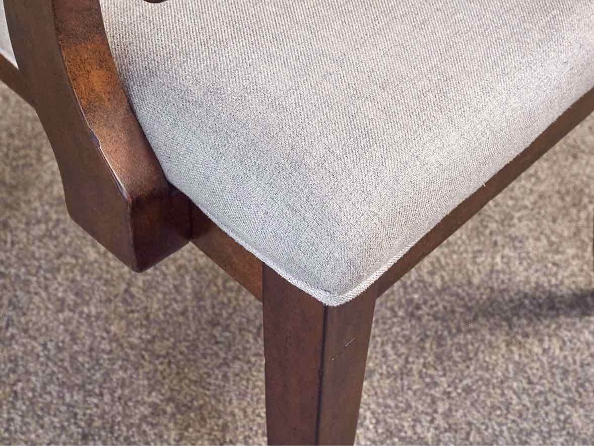 Set of 6 Klaussner Dining Chairs in Dark Finish with Grey Heather Seats