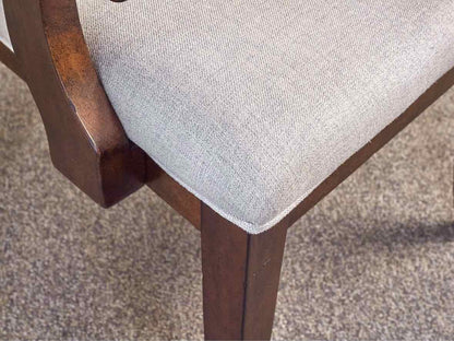 Set of 6 Klaussner Dining Chairs in Dark Finish with Grey Heather Seats