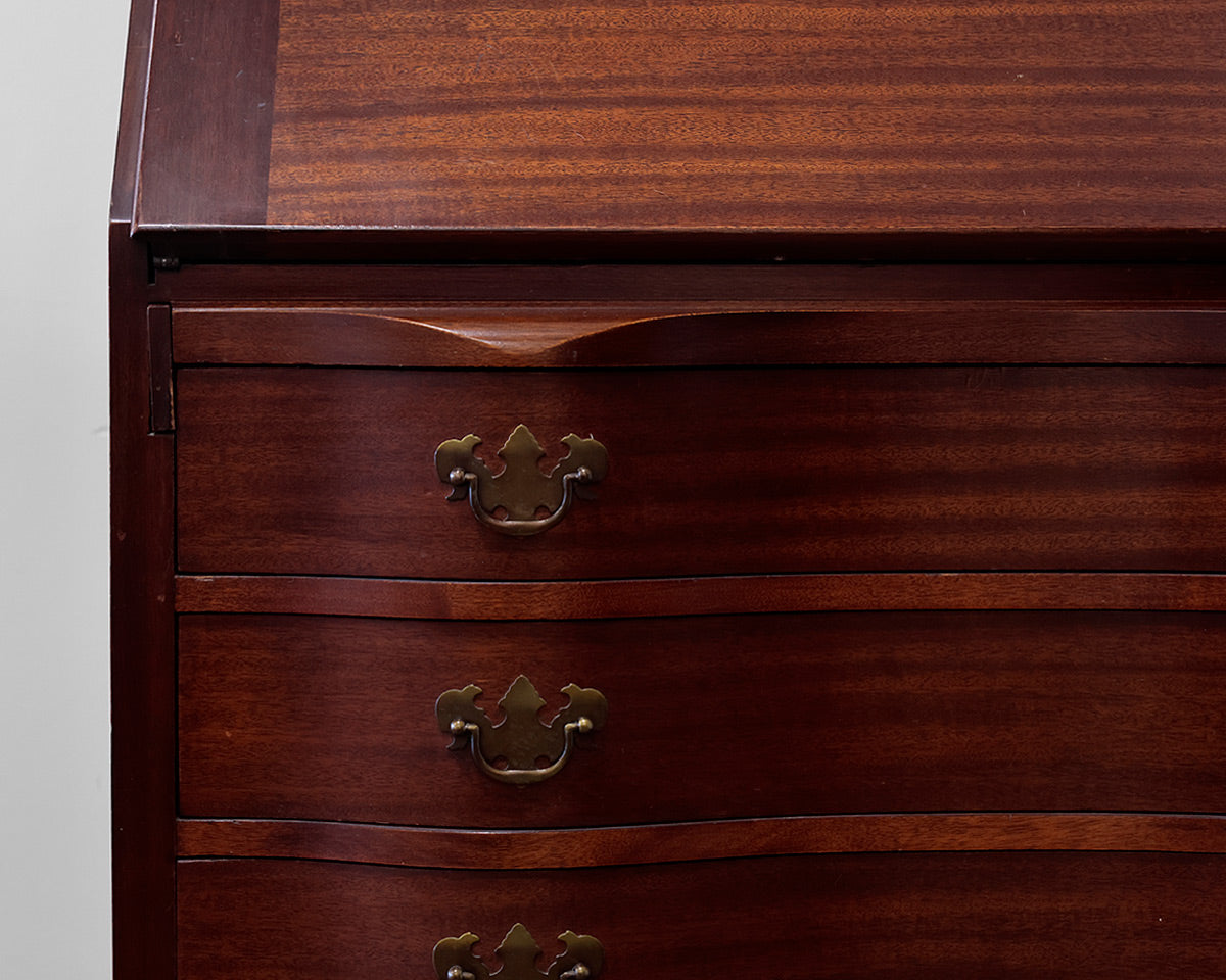 Mahogany Serpentine-front Claw Footed Secretary Desk