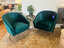 Pair of Emerald Green Velvet Accent Chairs