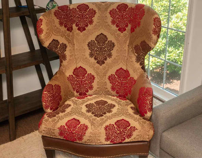 Ethan Allen 'Selby' Upholstered With Leather Sides & Back Wing Back Chair