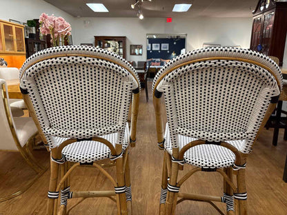 Pair of Serena & Lily 'Riviera' Highback Counter Stools