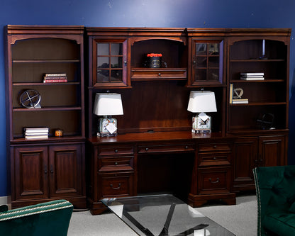 Mahogany 3-Piece Bookcase & Desk Unit