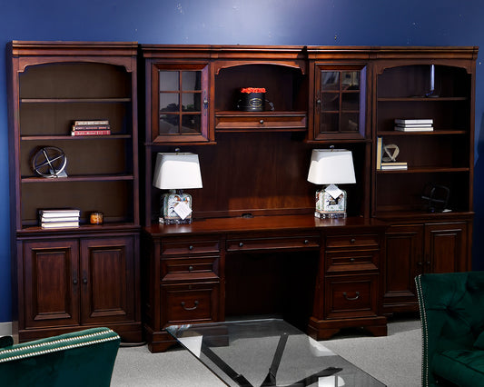 Mahogany 3-Piece Bookcase & Desk Unit