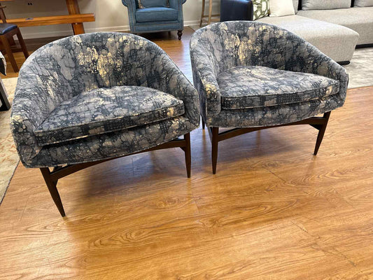 Pair of MCM Barrel Chairs by Lawrence Peabody