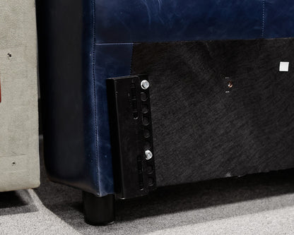 Blue Leather Queen Headboard Only