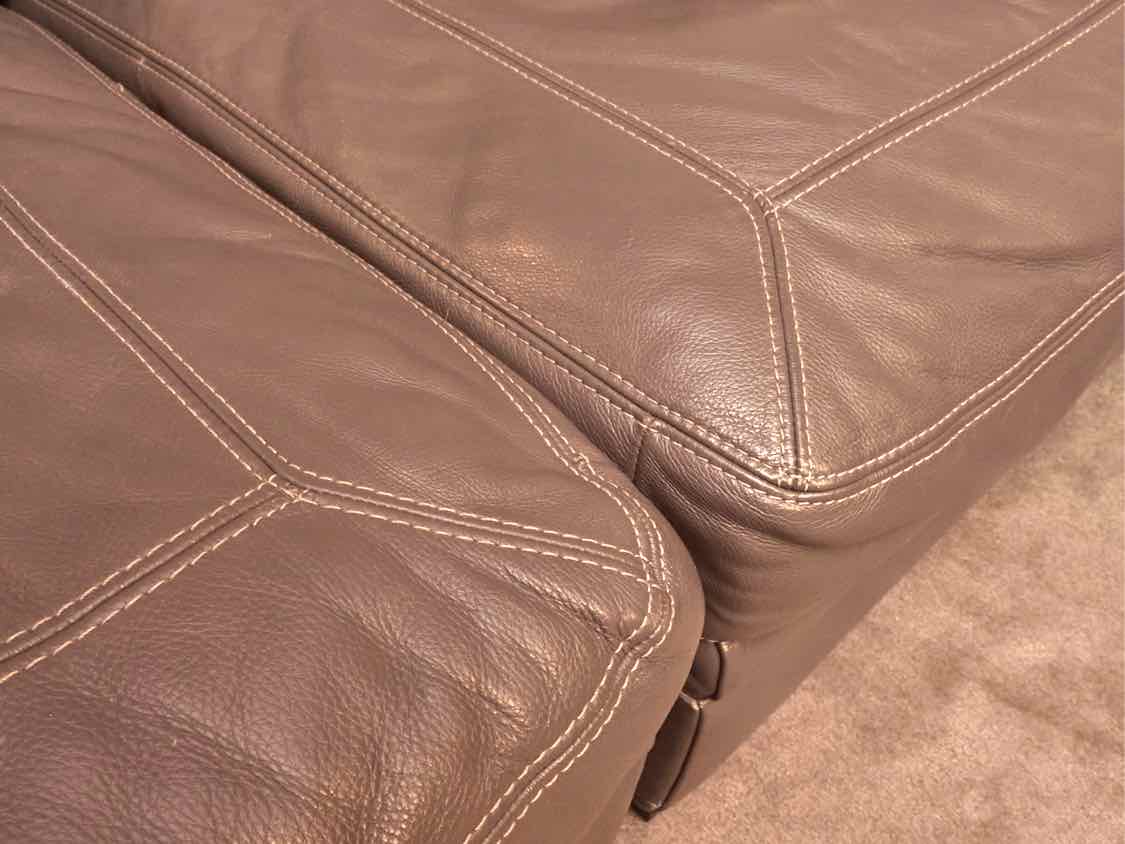 'Mole Grey' 2 Piece Leather Sofa with Nickel Nailhead Trim