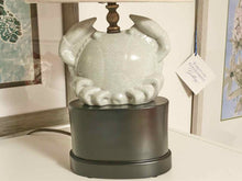 Porcelain Antiqued Gray Linen Shade Table Lamp