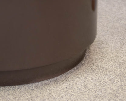 Sleek Cocoa-Finished Round Drum Base Side Table