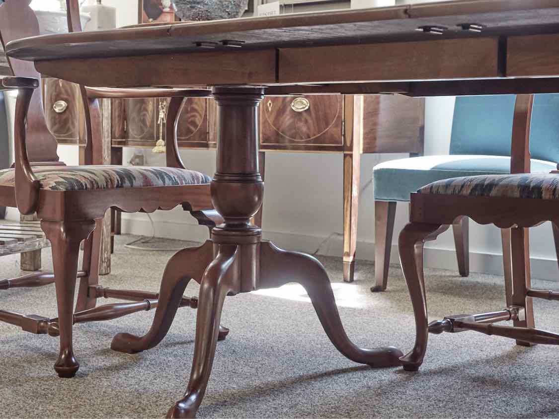 Eldred Wheeler Cherry Double Pedestal Dining Table & Set of Six Chairs