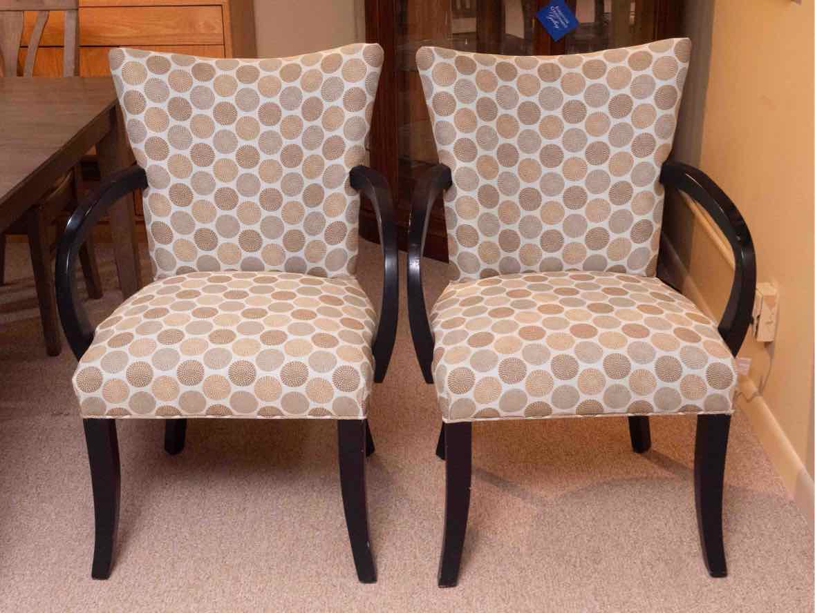 Pair of Fairfield Chair Company Chairs with Contemporary Polka Dot Upholstery