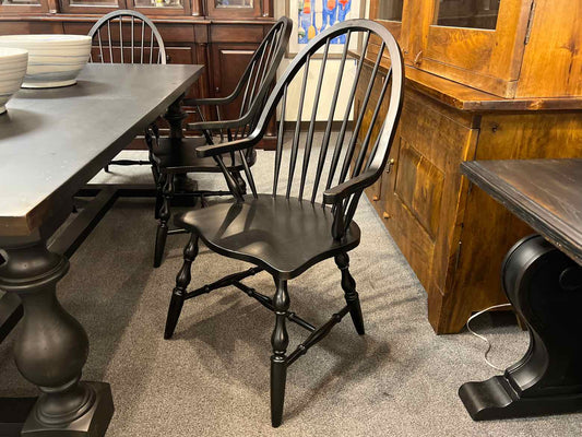 Set of 6 Black Windsor Dining Chairs