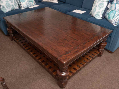 Theodore Alexander 'Eleanor' Mahogany& Parquetry Cocktail Table With  Shelf