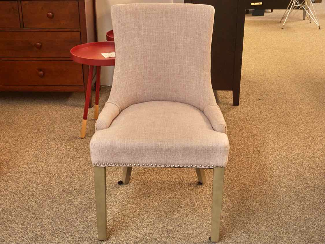 Blush Upholstered Office Chair with Nickel Nailhead