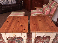 Pair Of Ethan Allen  Pine Plank Top 1 Drawer Cream Finish Side  Table