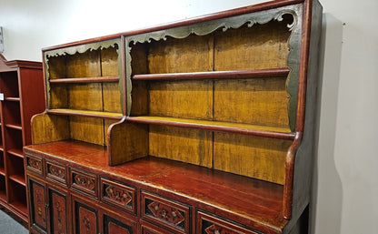 Rustic Hand-Painted 2 Piece Cabinet with Hutch