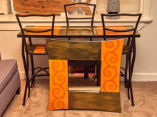 Lacquer Top  Console By Lara Moore  ,  Mirror, (3) Counter  Stools Metal Legs