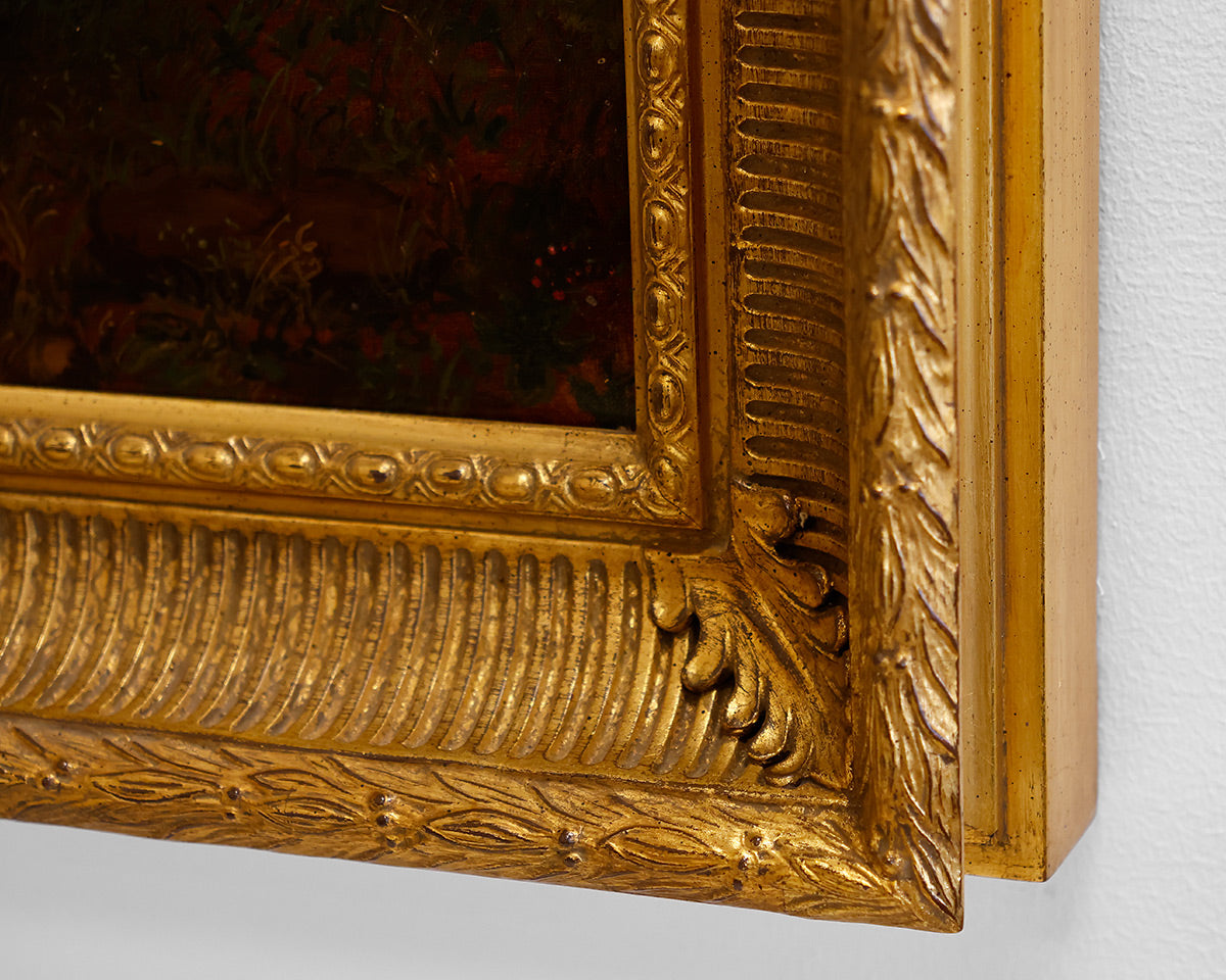 Antique Oil Painted Mountain Scene Wall Decor