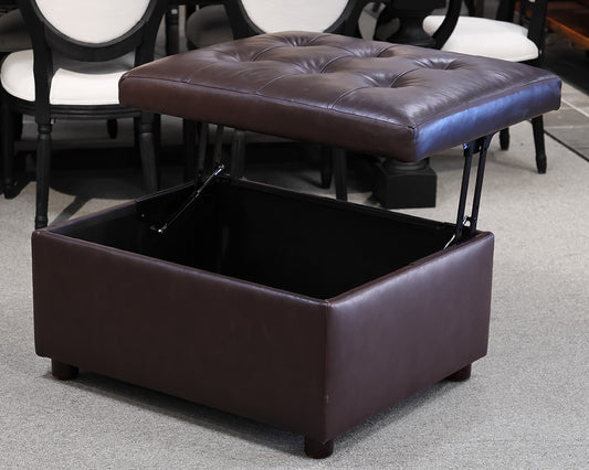 Leather Lift Ottoman