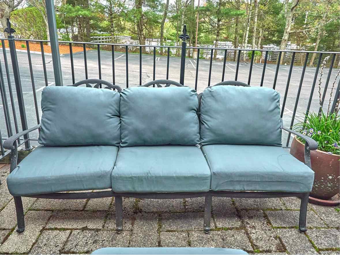 Black Cast Aluminum Outdoor Sofa & 2 Chair & Ottoman  Set