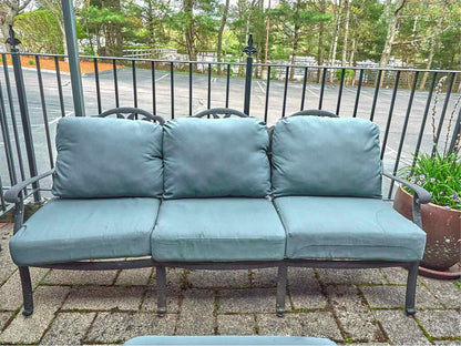 Black Cast Aluminum Outdoor Sofa & 2 Chair & Ottoman  Set