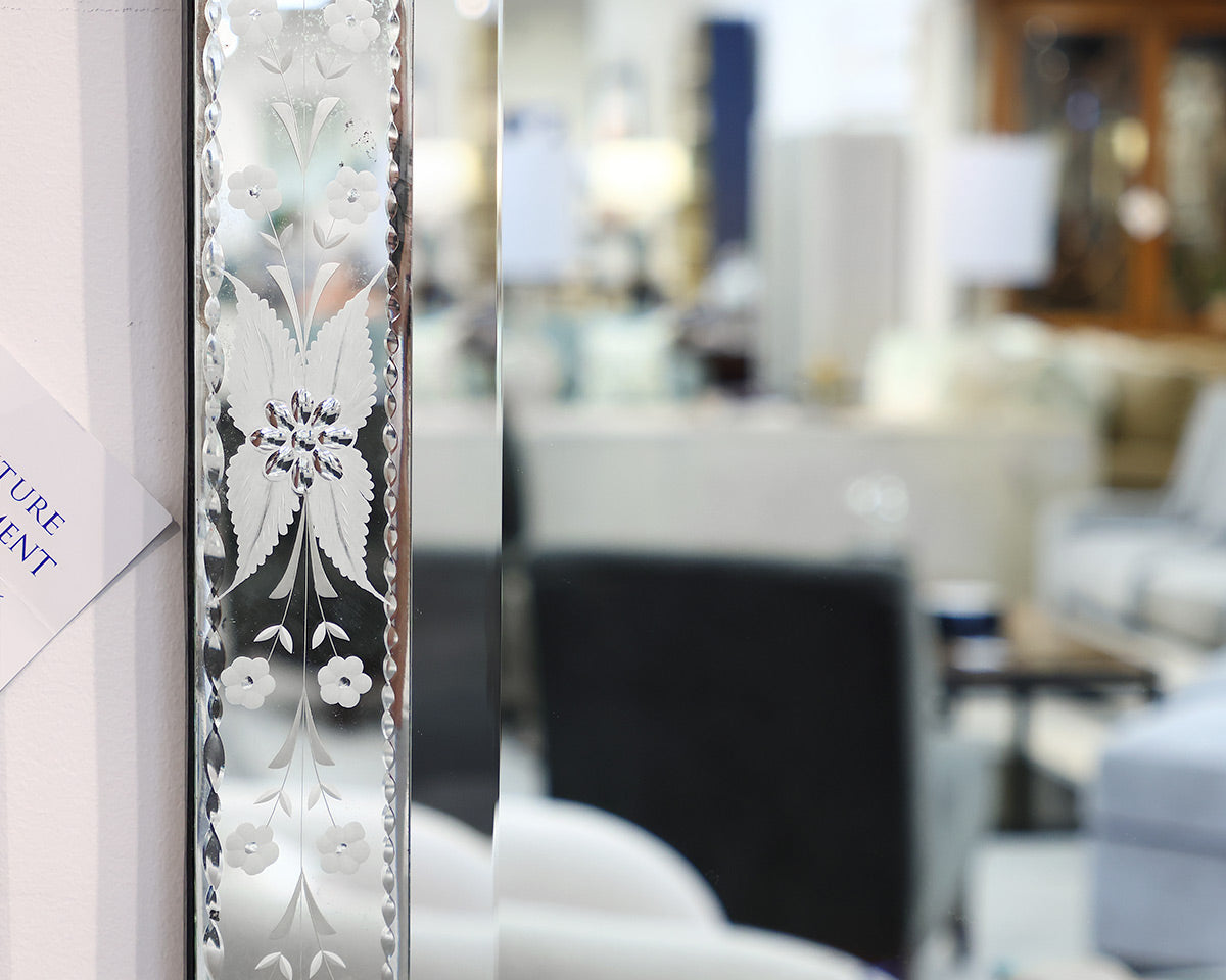 Venetian Mirror with Etched Flower Motif