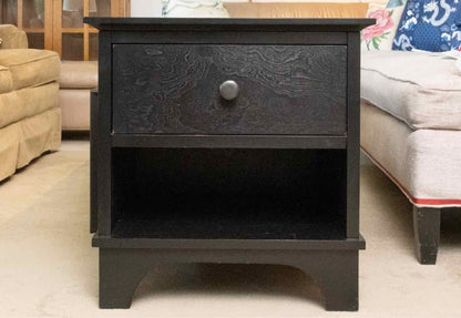 Black Finish 1 Drawer &  Lower Shelf Side Table