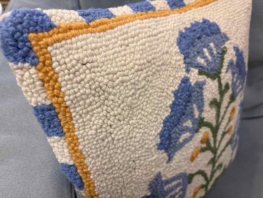 Mughal Flower Hooked Wool Accent Pillow