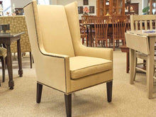 Pair of Lee Industries Host Dining Chairs in Wheat Woven with Bronze Nailheads