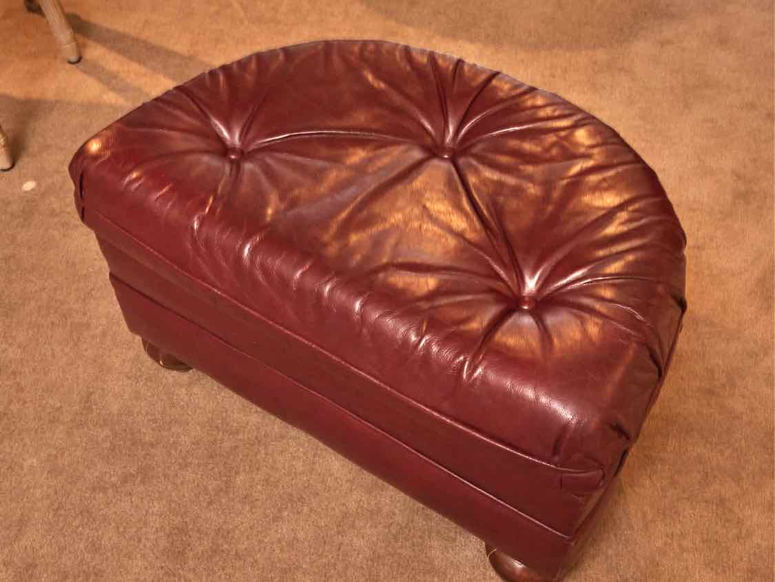 Bradington Young Reclining Back 'Burgundy Wine' Tufted Leather  Chair & Ottoman