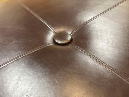 Round Dark Chocolate Leather Ottoman