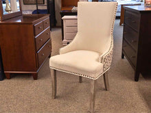 Transtional Desk  Chair with Ivory Upholstery & Contrast Upholstery on Back