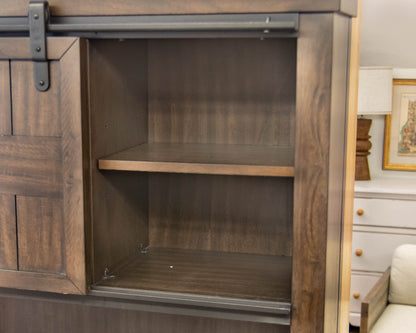 Liberty Furniture Desk with Barn Door Hutch in Rock Beatten Grey Finish