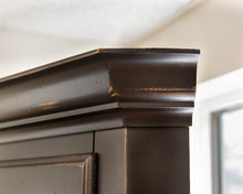 Canadel Black Distressed Corner Cabinet Featuring Glass Display Doors