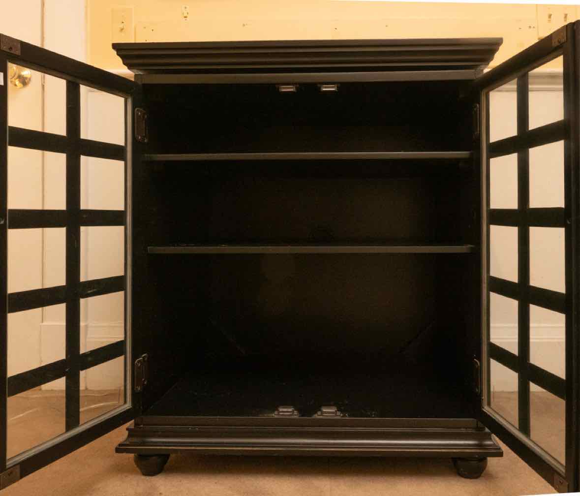 Black Finish Swivel Top Media Furniture