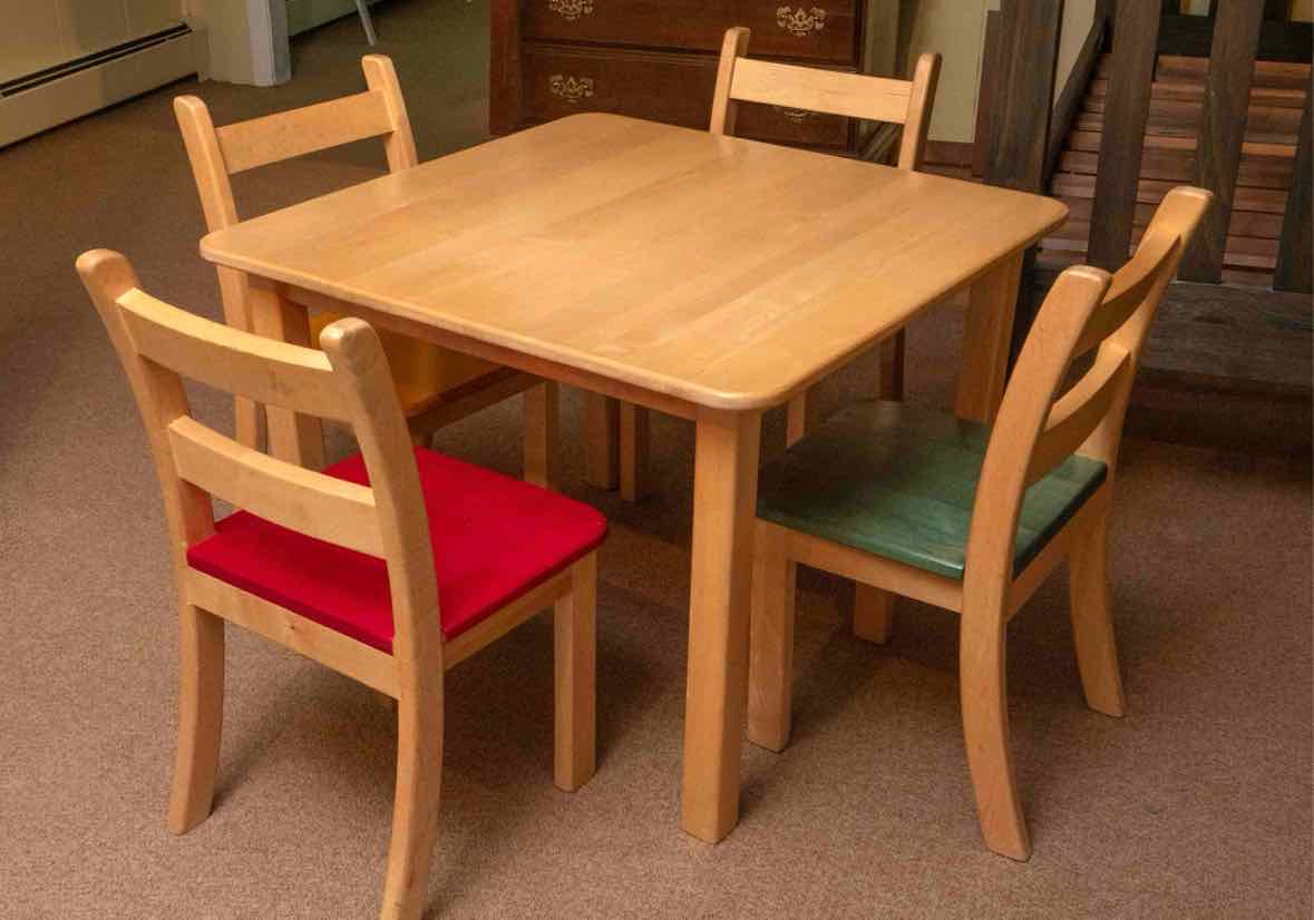 Cheska  Child's Wooden Square Table & 4  Chair Set