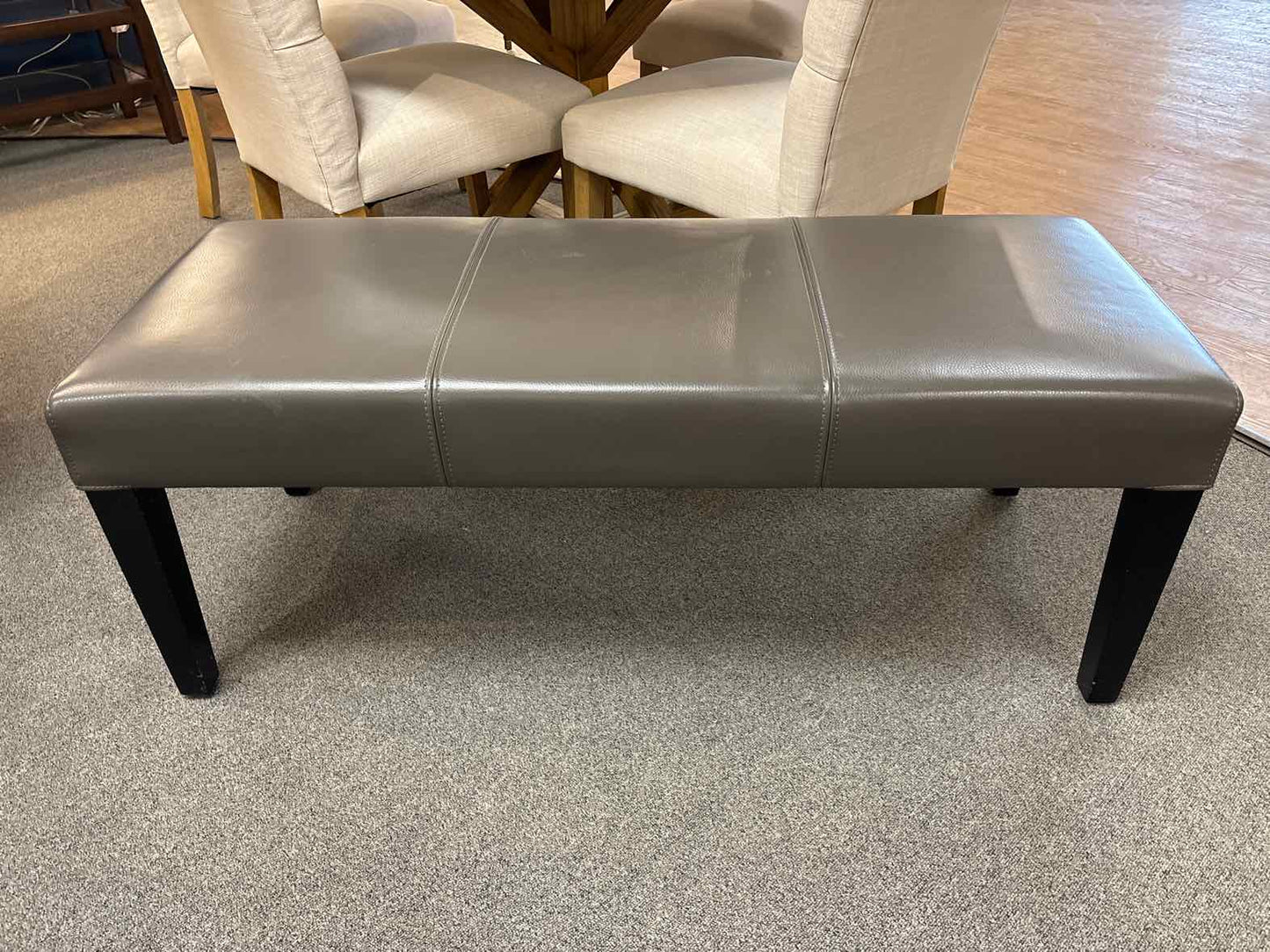 Crate & Barrel 'Lowe' Leather Bench in Smoke