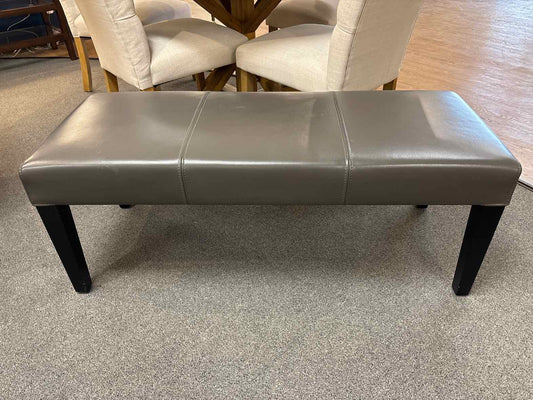 Crate & Barrel 'Lowe' Leather Bench in Smoke
