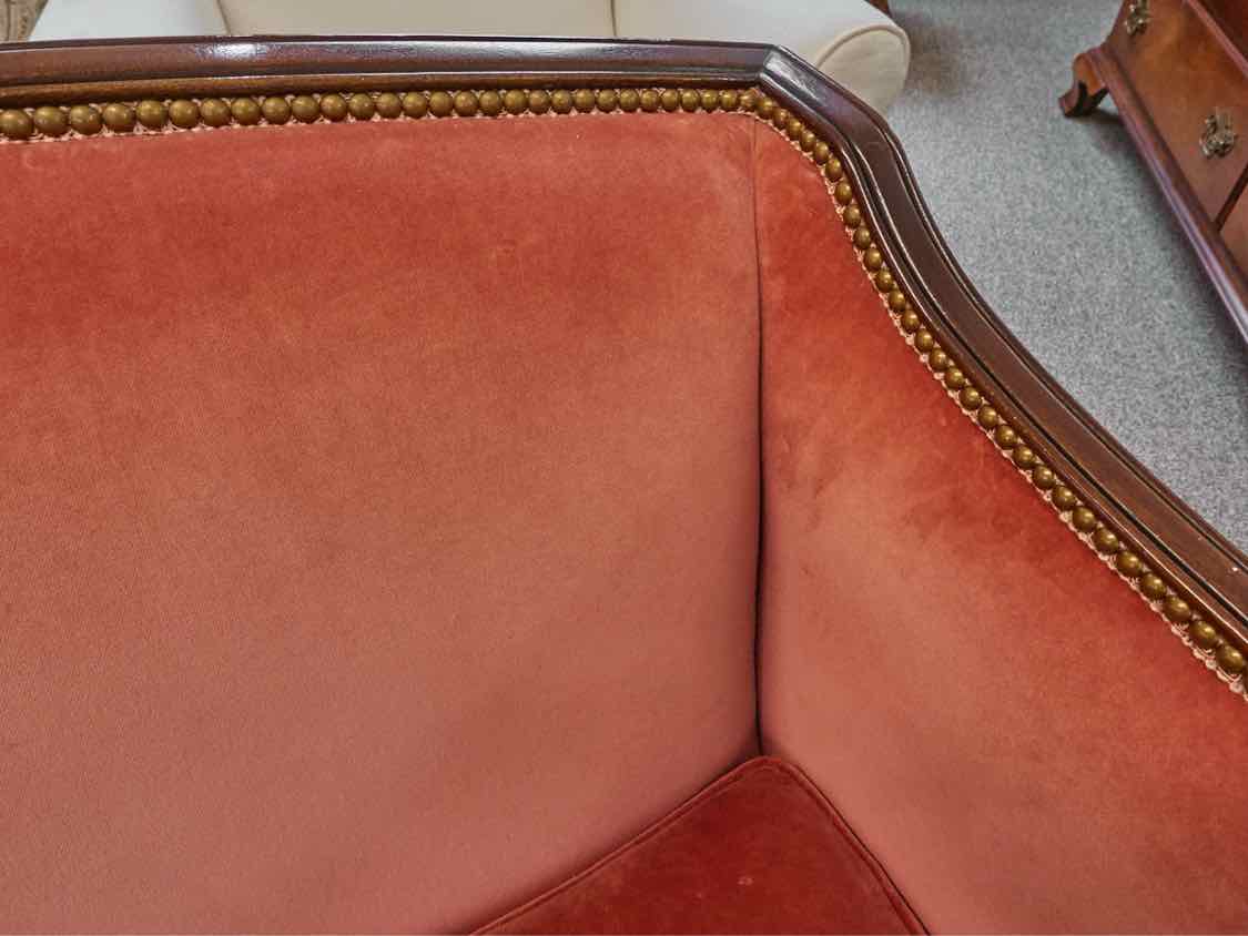 Hickory Chair Mahogany Frame Settee in Rose