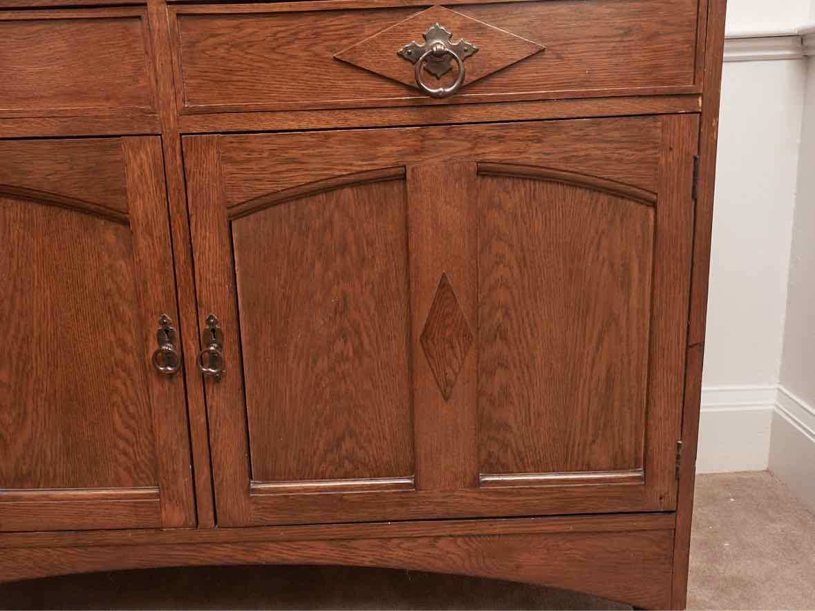 Oak Sideboard with 2 Drawers & 2 Doors with Mirror with Columns